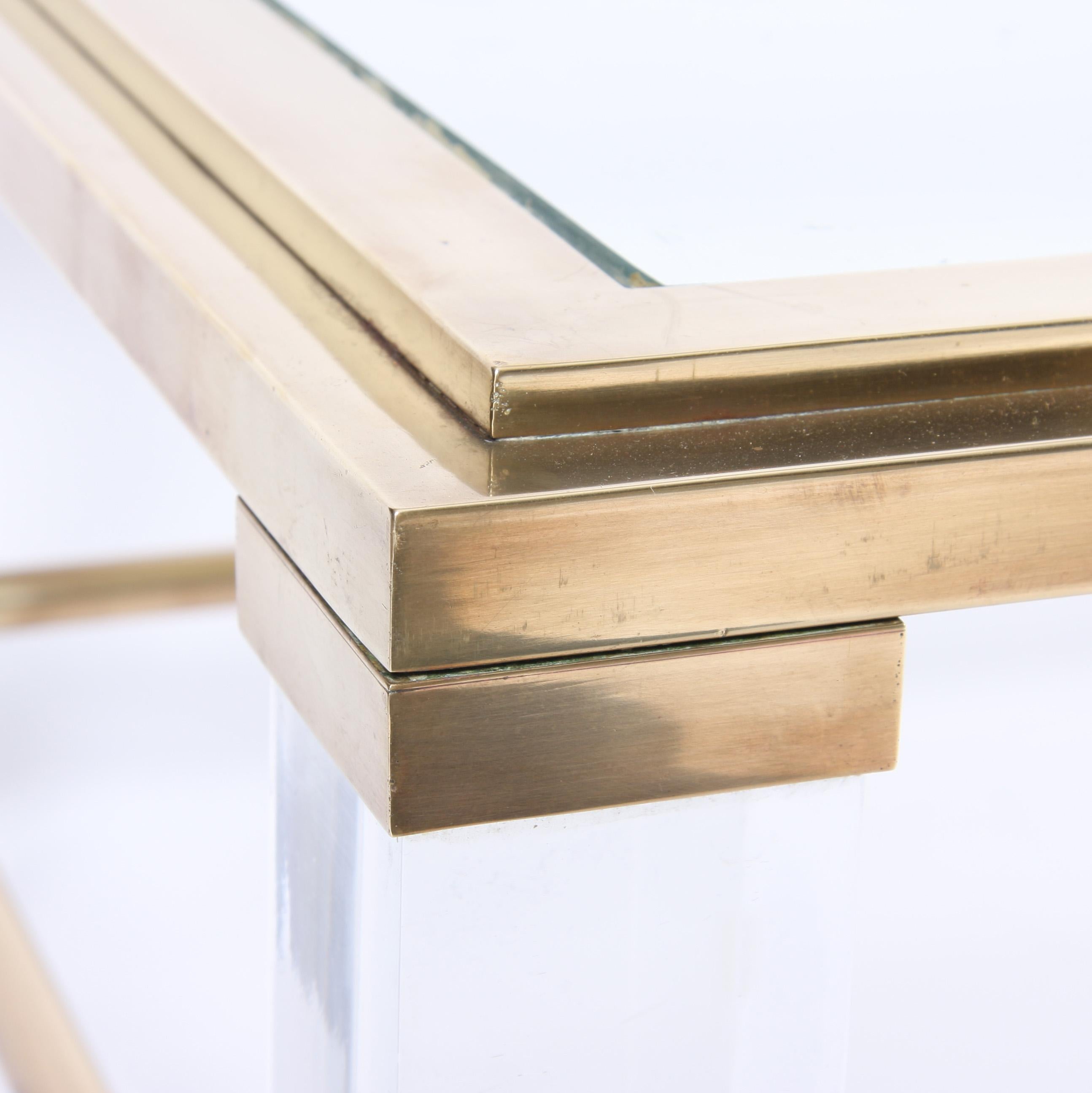 Pair of French 1960s Brass and Lucite Tables 2