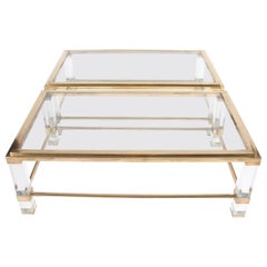 Pair of French 1960s Brass and Lucite Tables