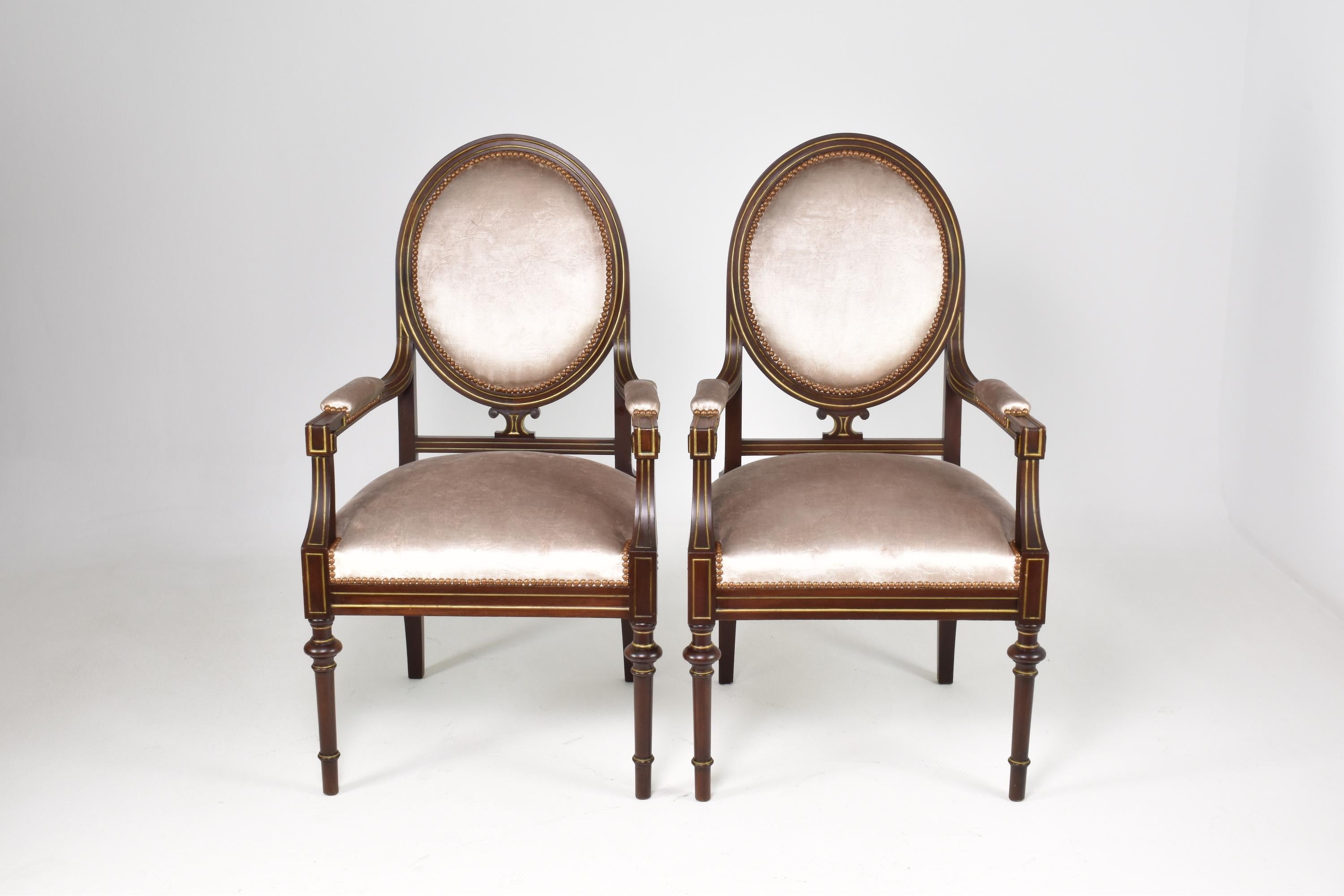 Neoclassical Revival Pair of French 1960s Louis XVI Armchairs For Sale