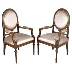 Vintage Pair of French 1960s Louis XVI Armchairs
