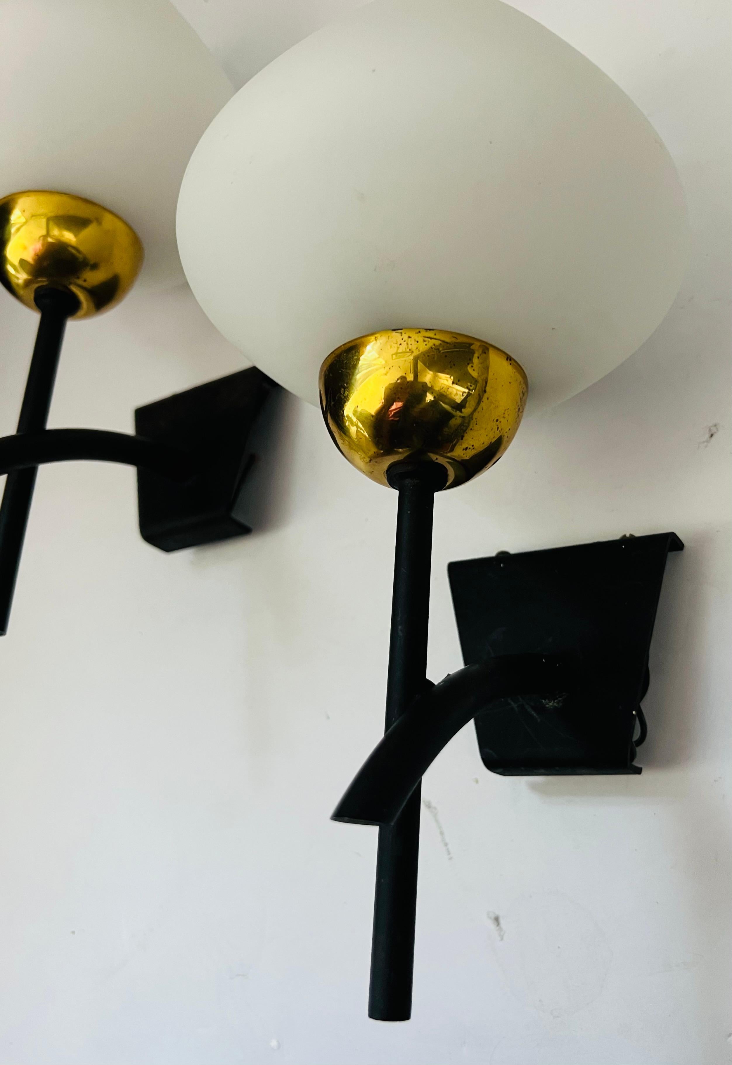 Pair of French 1960s Midcentury Lunel Wall Lamps Sconces For Sale 5