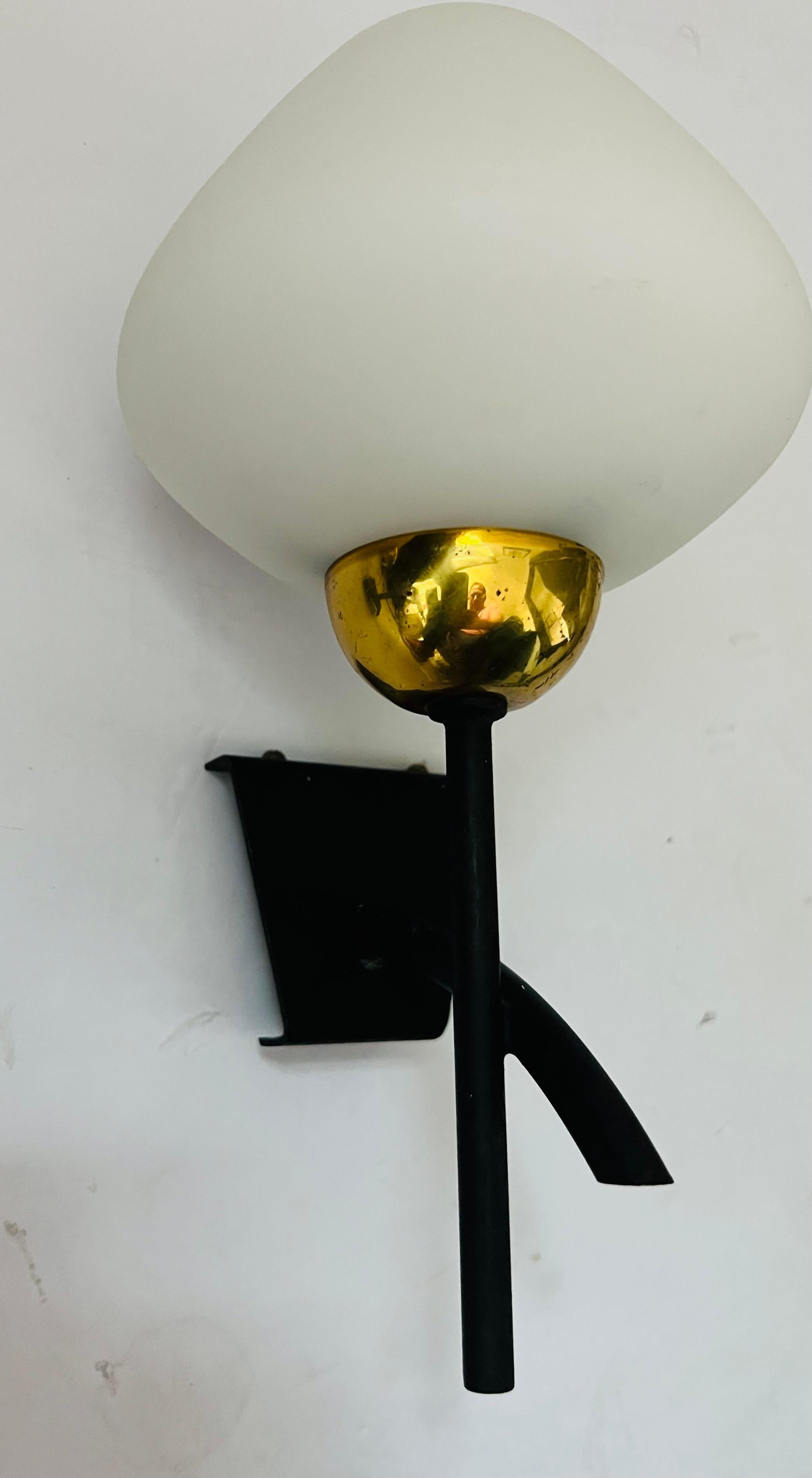 Pair of French 1960s Midcentury Lunel Wall Lamps Sconces For Sale 3