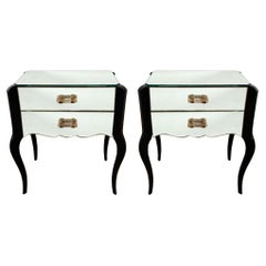 Vintage Pair of French 1960s Mirrored Nightstands