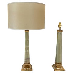 Retro Pair of French 1960s Onyx Table Lamps