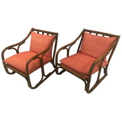 Pair of French 1970s Bamboo Armchairs