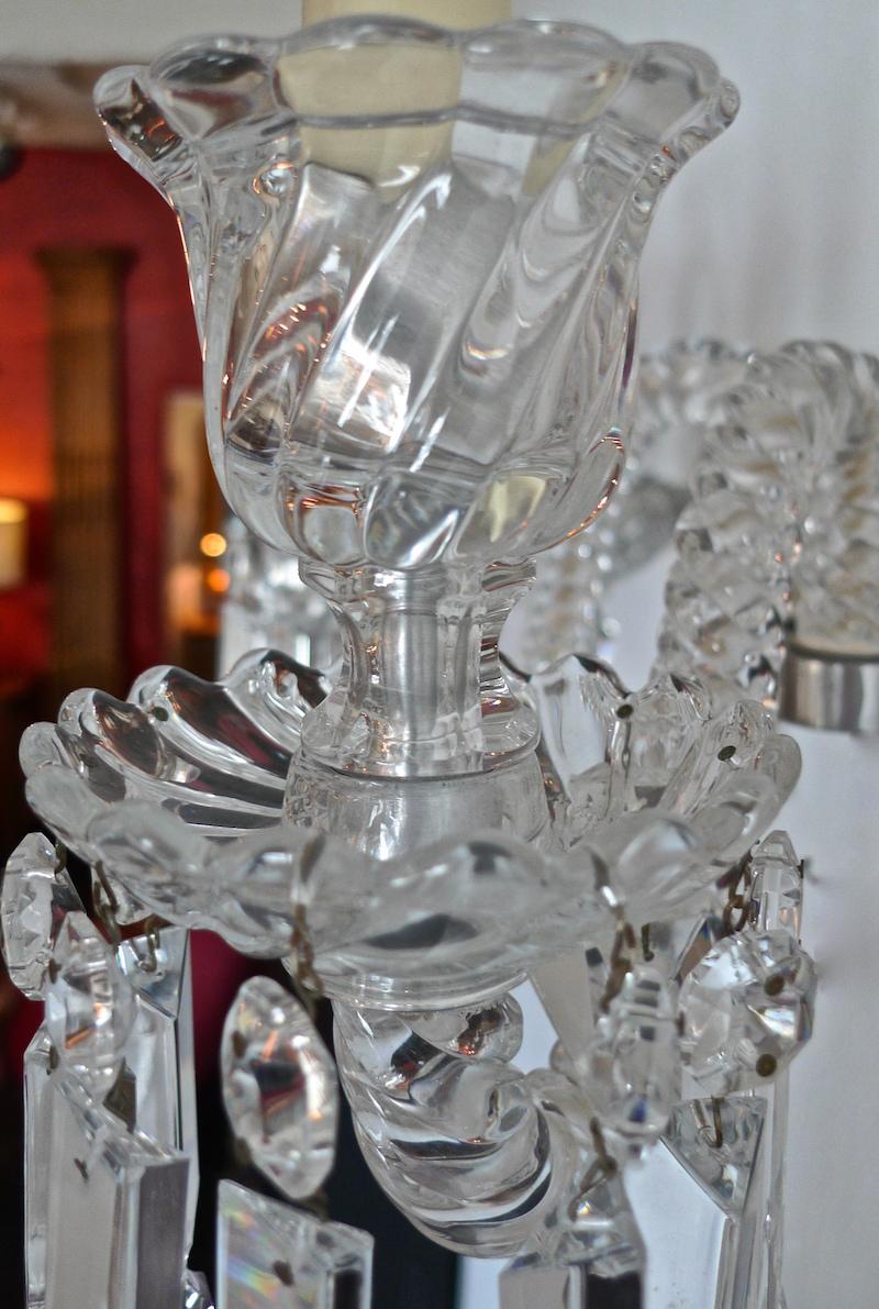 Pair of French 1970s Bambous Baccarat Crystal Electrified Wall Sconces 7