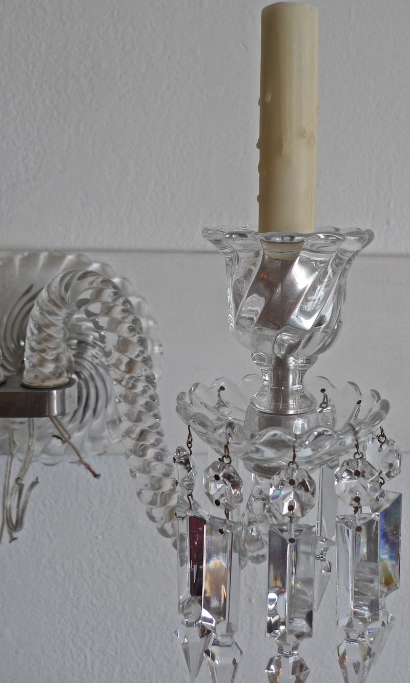 Pair of French 1970s Bambous Baccarat Crystal Electrified Wall Sconces 10