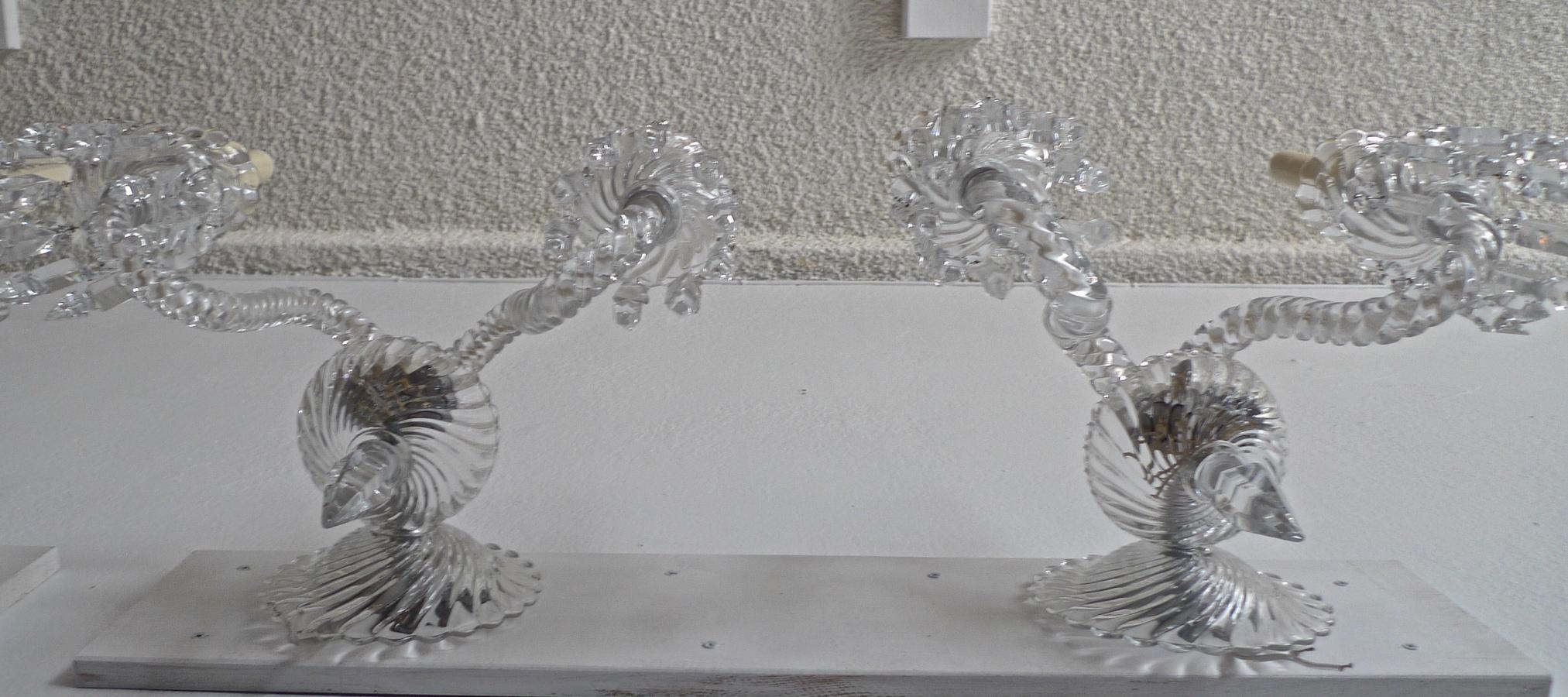 Pair of French 1970s Bambous Baccarat Crystal Electrified Wall Sconces 15
