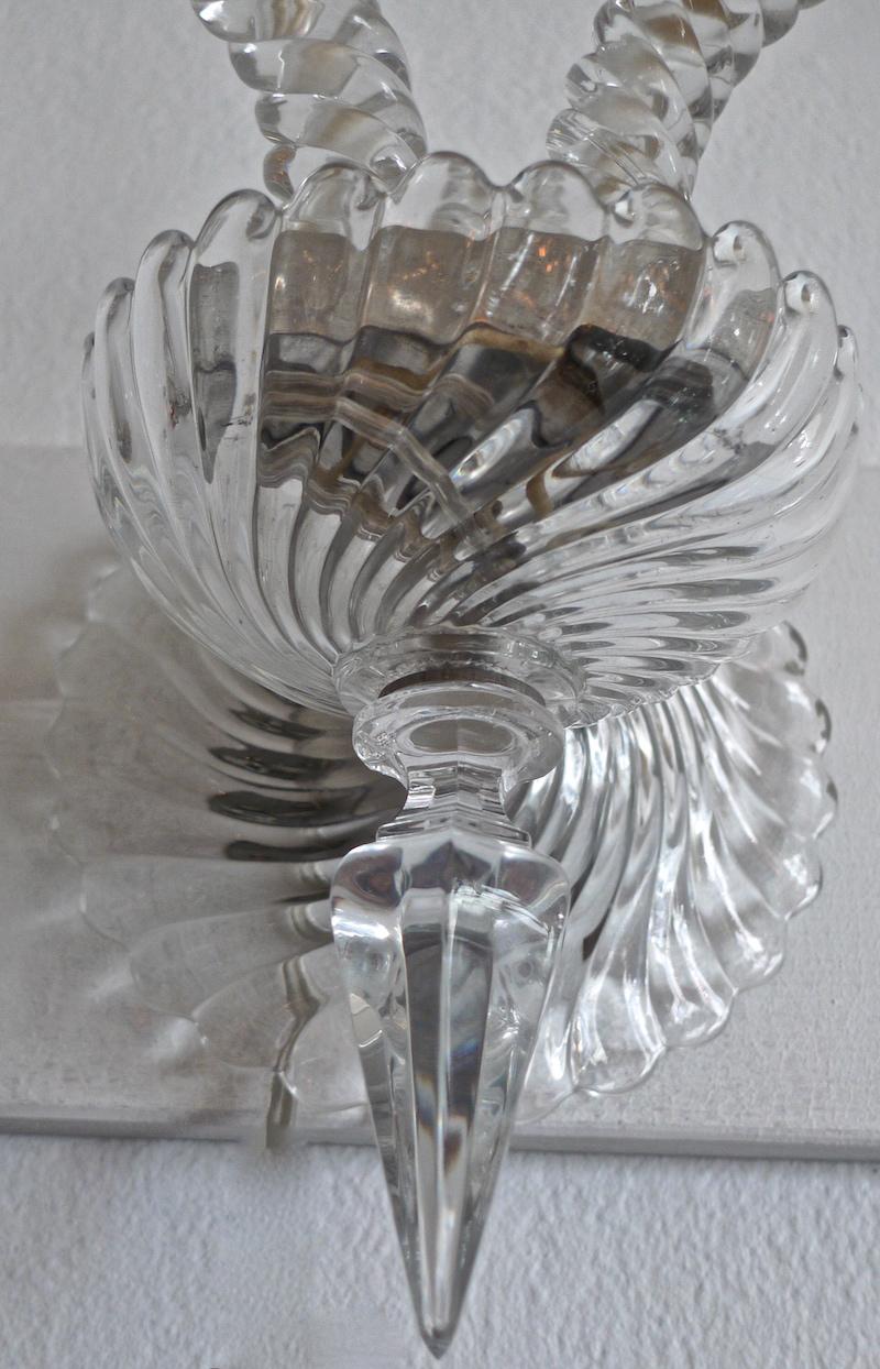 Pair of French 1970s Bambous Baccarat Crystal Electrified Wall Sconces 5