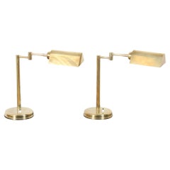 Pair of French 1970s Brass Library Lights
