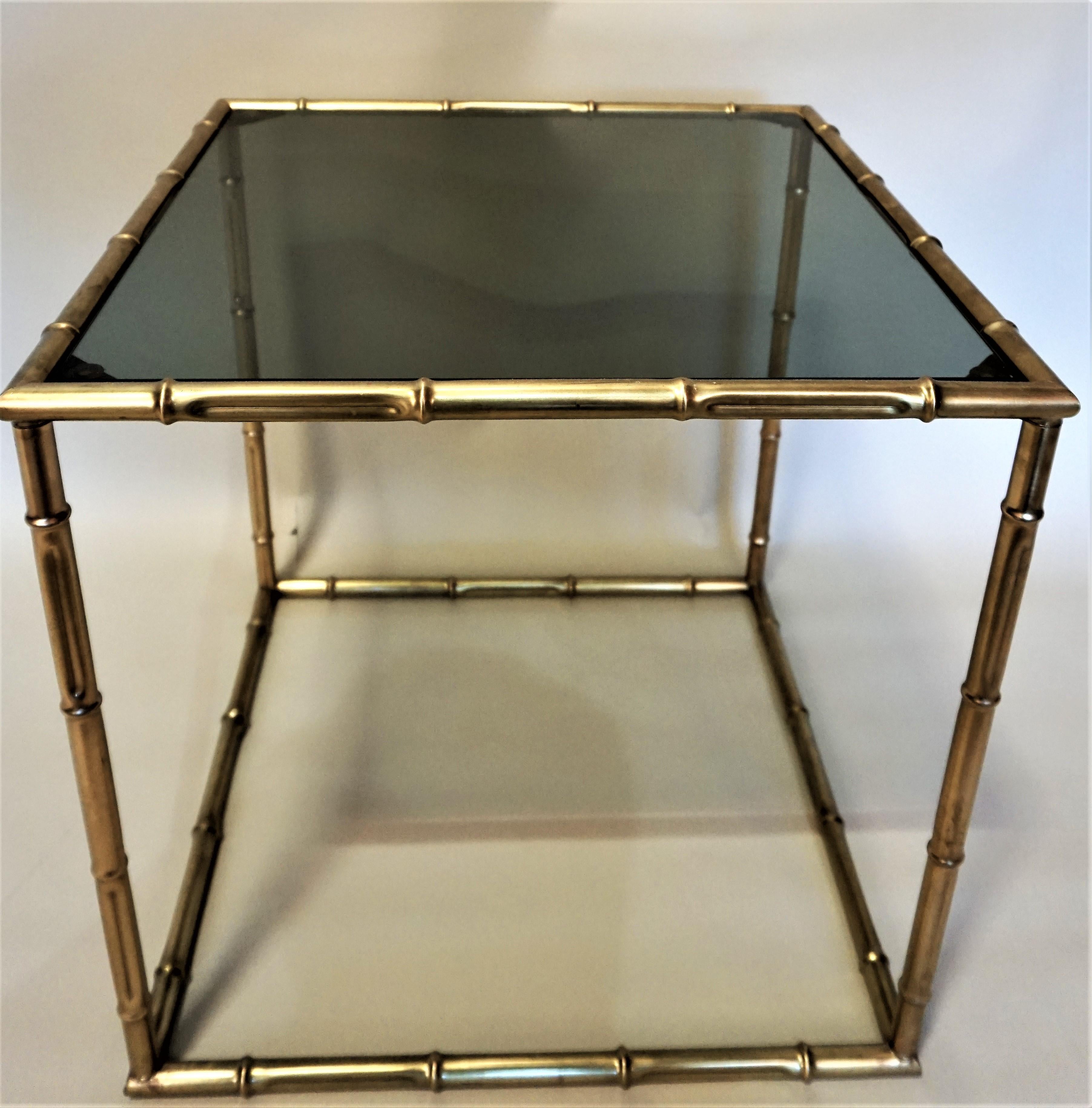 Pair of French 1970s Bronze Faux Bamboo End Tables 5