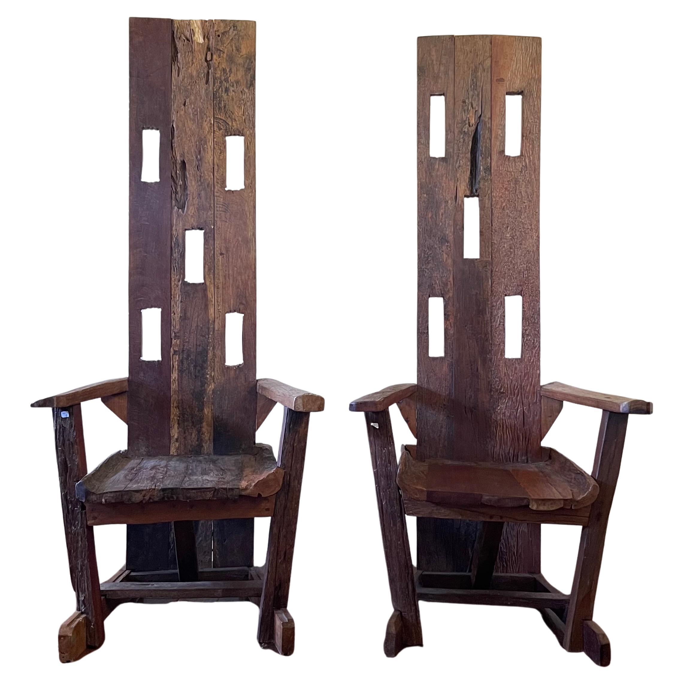 Pair of French 1970s Brutalist Chairs