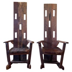 Pair of French 1970s Brutalist Chairs