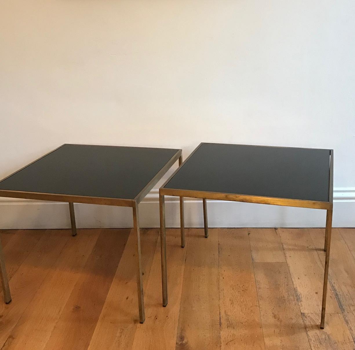 Pair of French 1970s Gilt Metal Tables For Sale 4