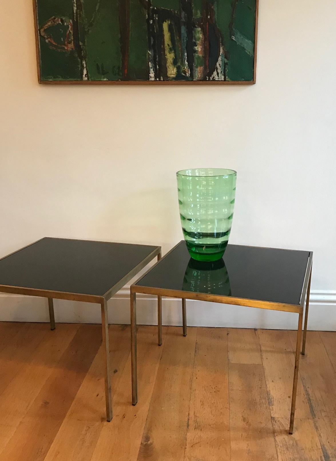 Pair of French 1970s Gilt Metal Tables For Sale 5