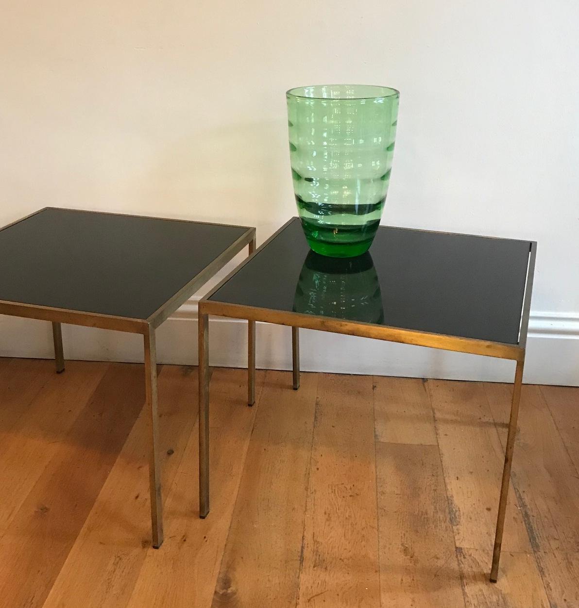 Pair of French 1970s Gilt Metal Tables For Sale 6