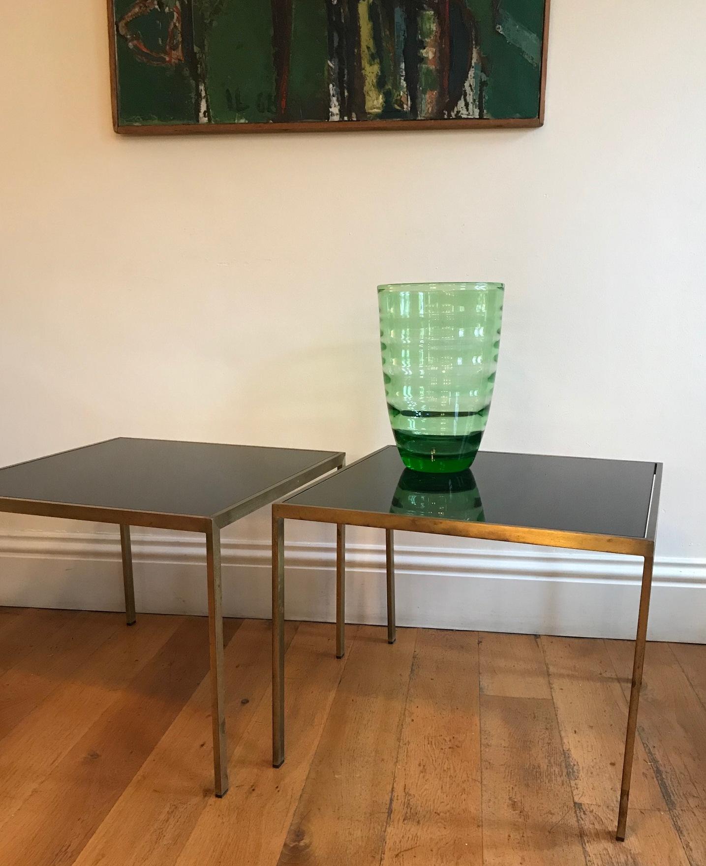 Pair of French 1970s Gilt Metal Tables For Sale 7