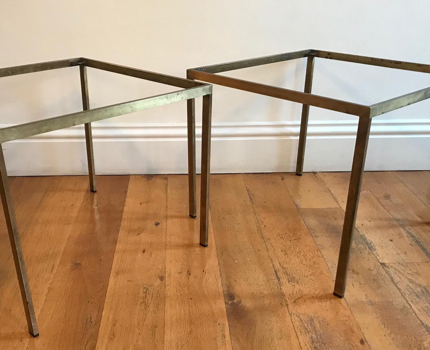 Pair of French 1970s Gilt Metal Tables For Sale 8