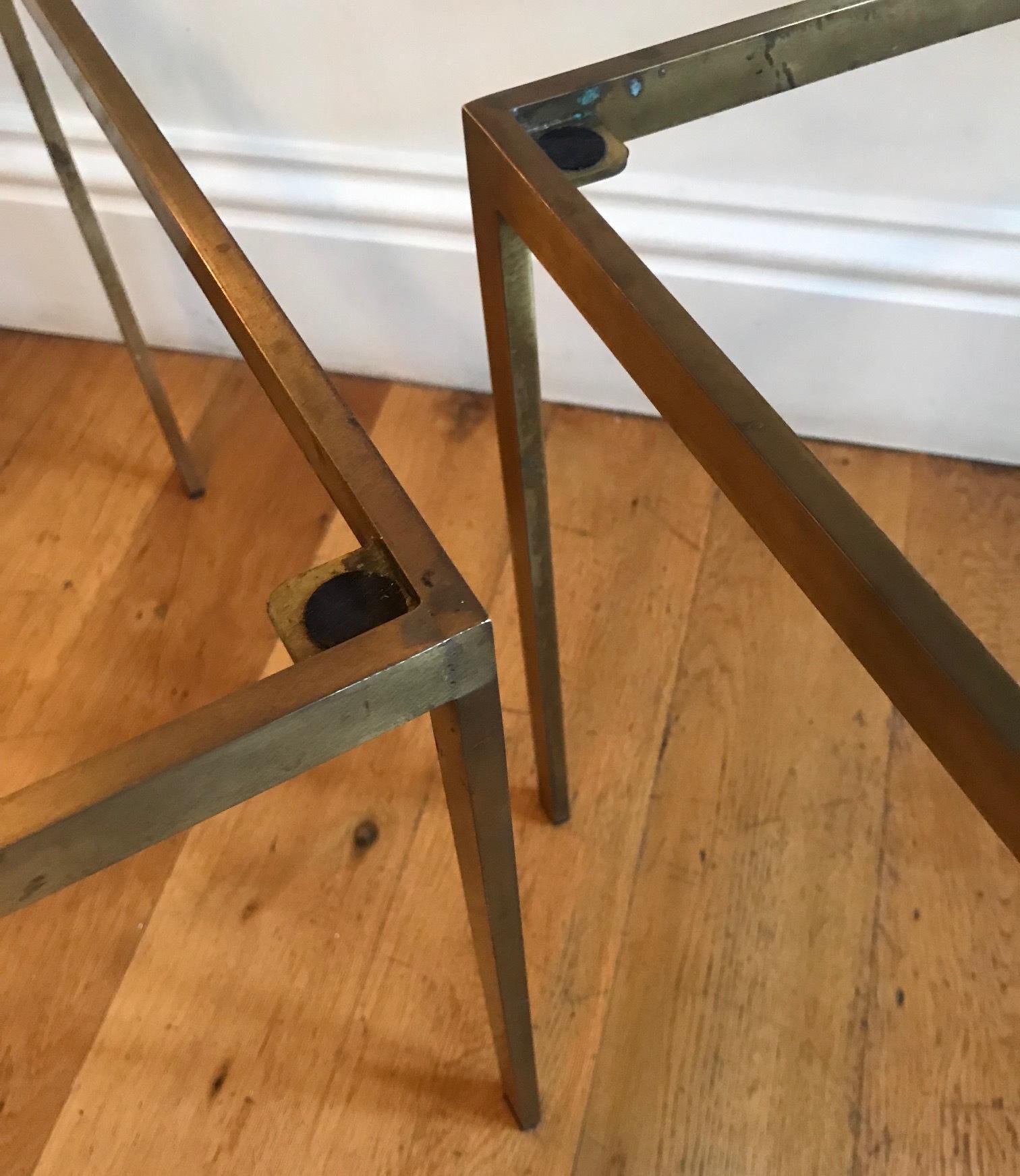 Pair of French 1970s Gilt Metal Tables For Sale 10