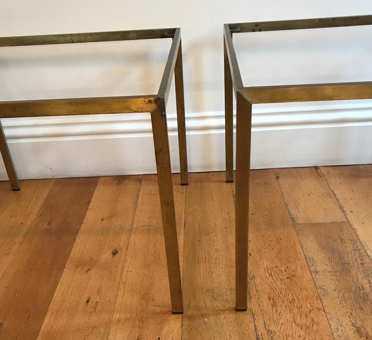 Pair of French 1970s Gilt Metal Tables For Sale 11