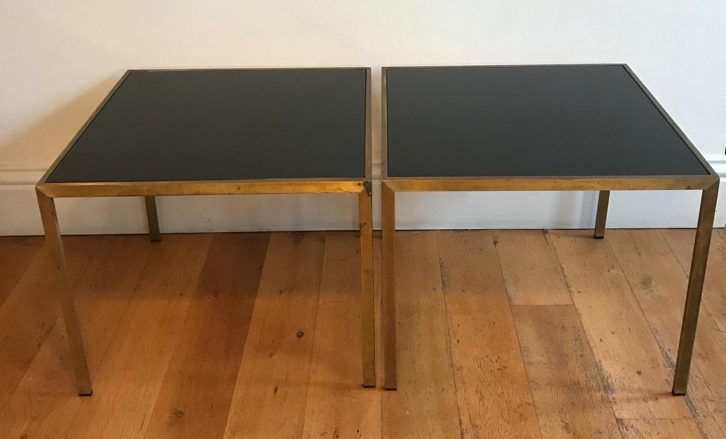 Mid-Century Modern Pair of French 1970s Gilt Metal Tables For Sale