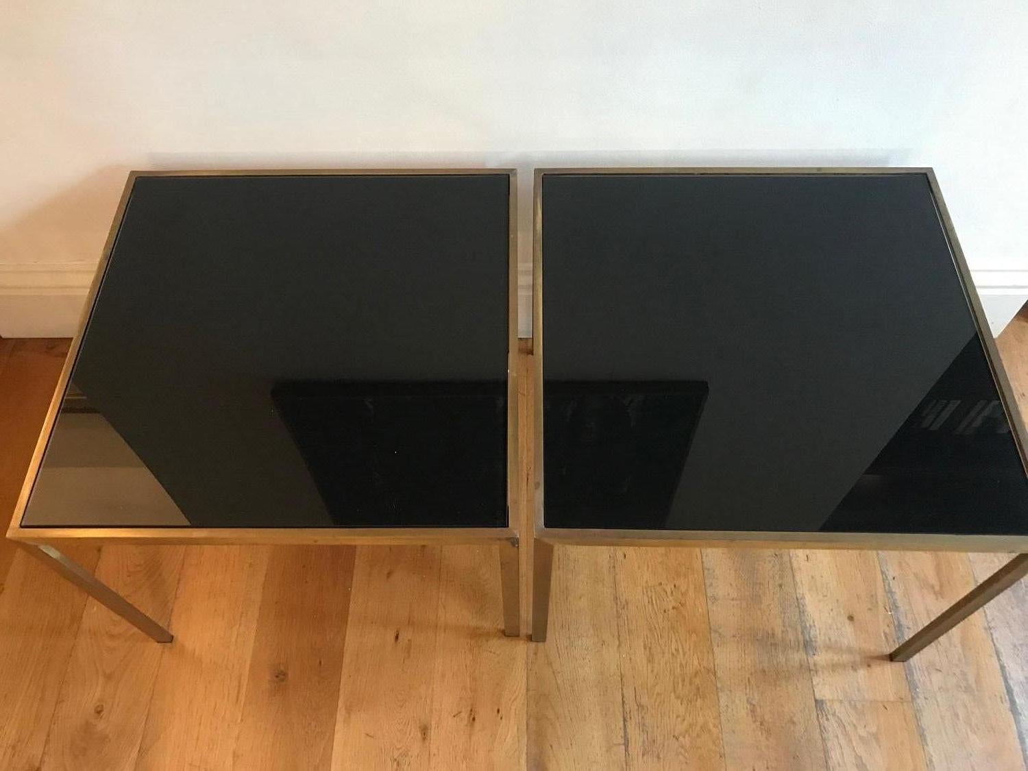 Pair of French 1970s Gilt Metal Tables In Good Condition For Sale In London, GB