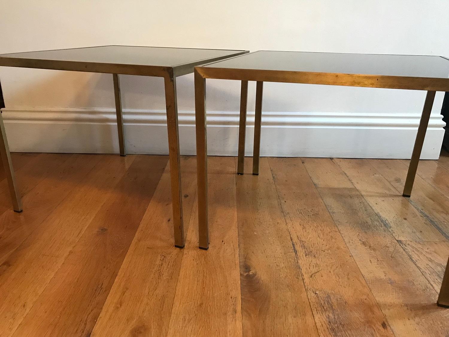 Pair of French 1970s Gilt Metal Tables For Sale 1