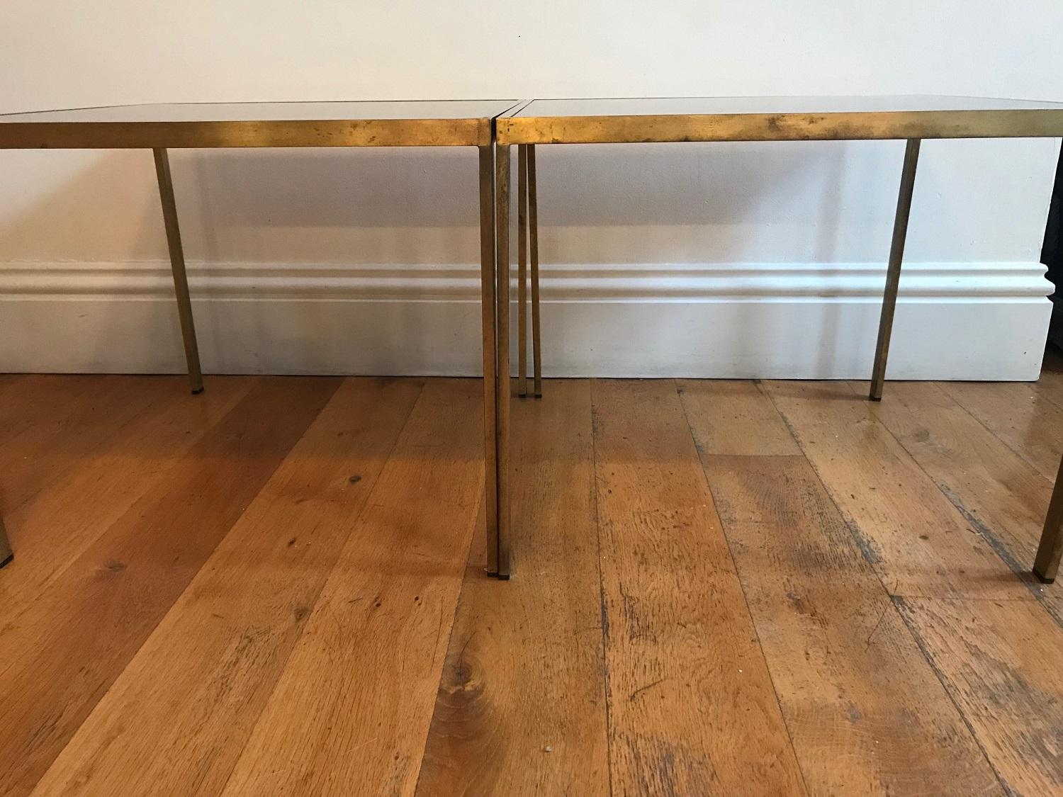 Pair of French 1970s Gilt Metal Tables For Sale 3
