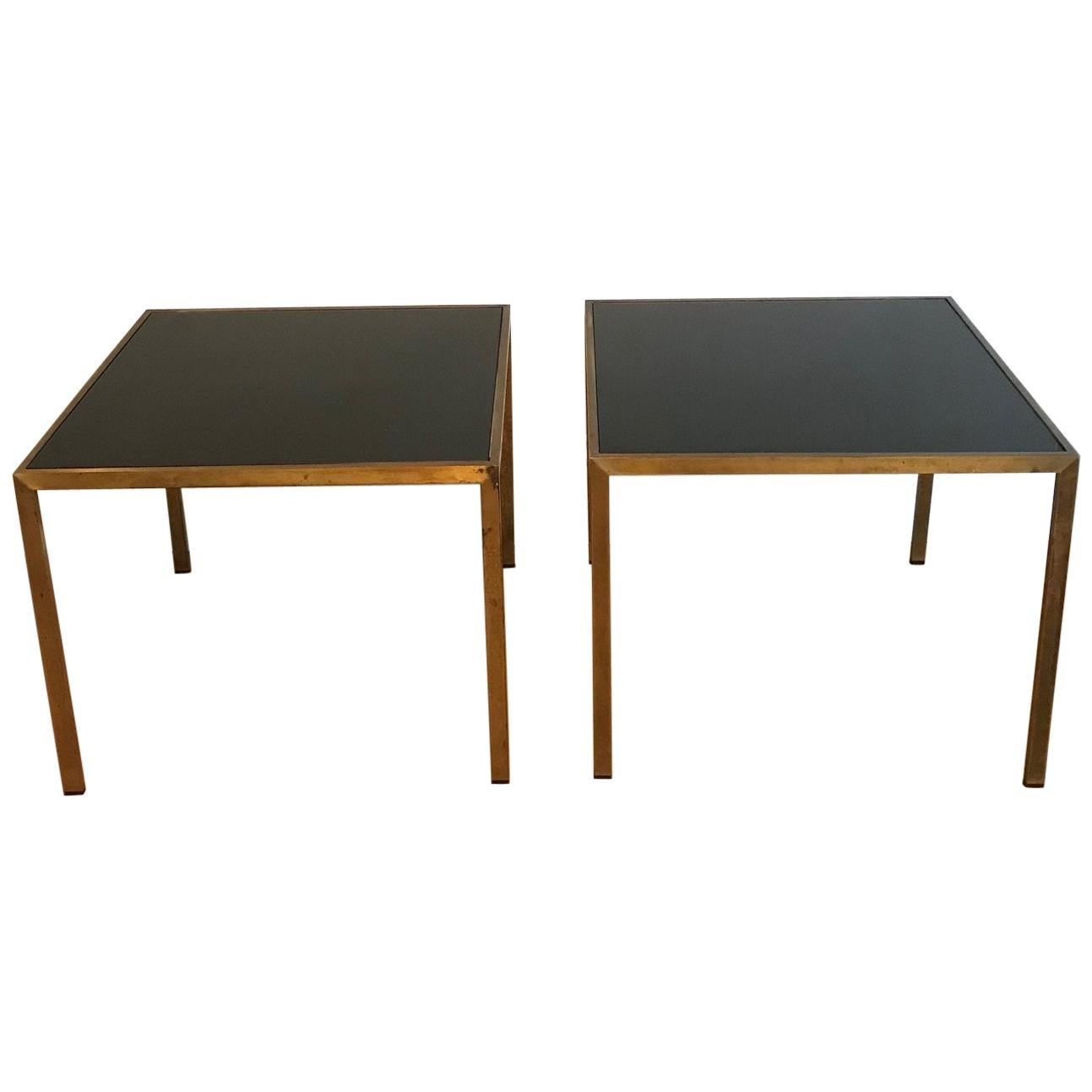 Pair of French 1970s Gilt Metal Tables For Sale