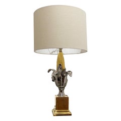 Pair of French 1970s Glazed Ceramic Table Lamps in the Style of Maison Charles