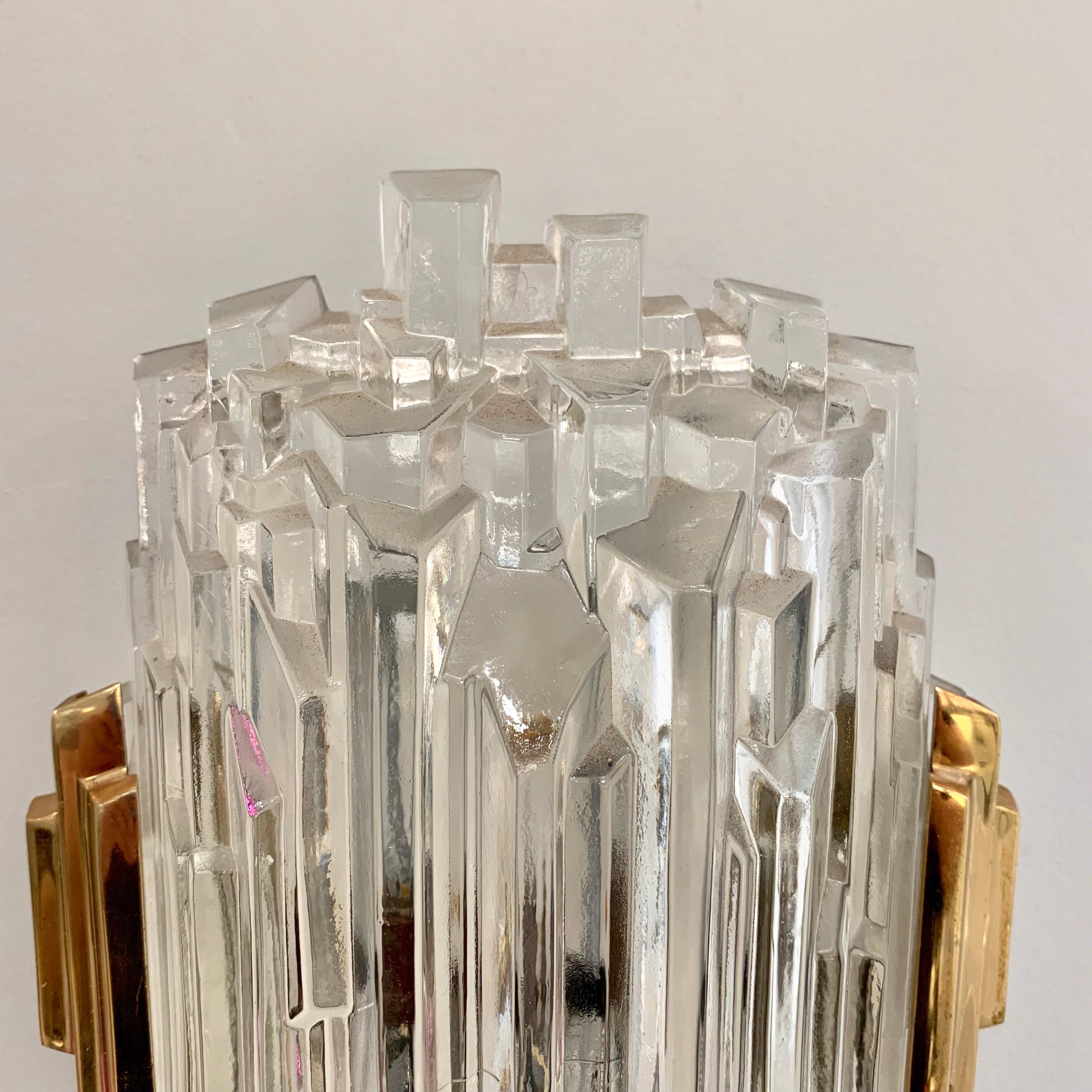 Pair of French 1970s Ice Crystal Wall Lights 4