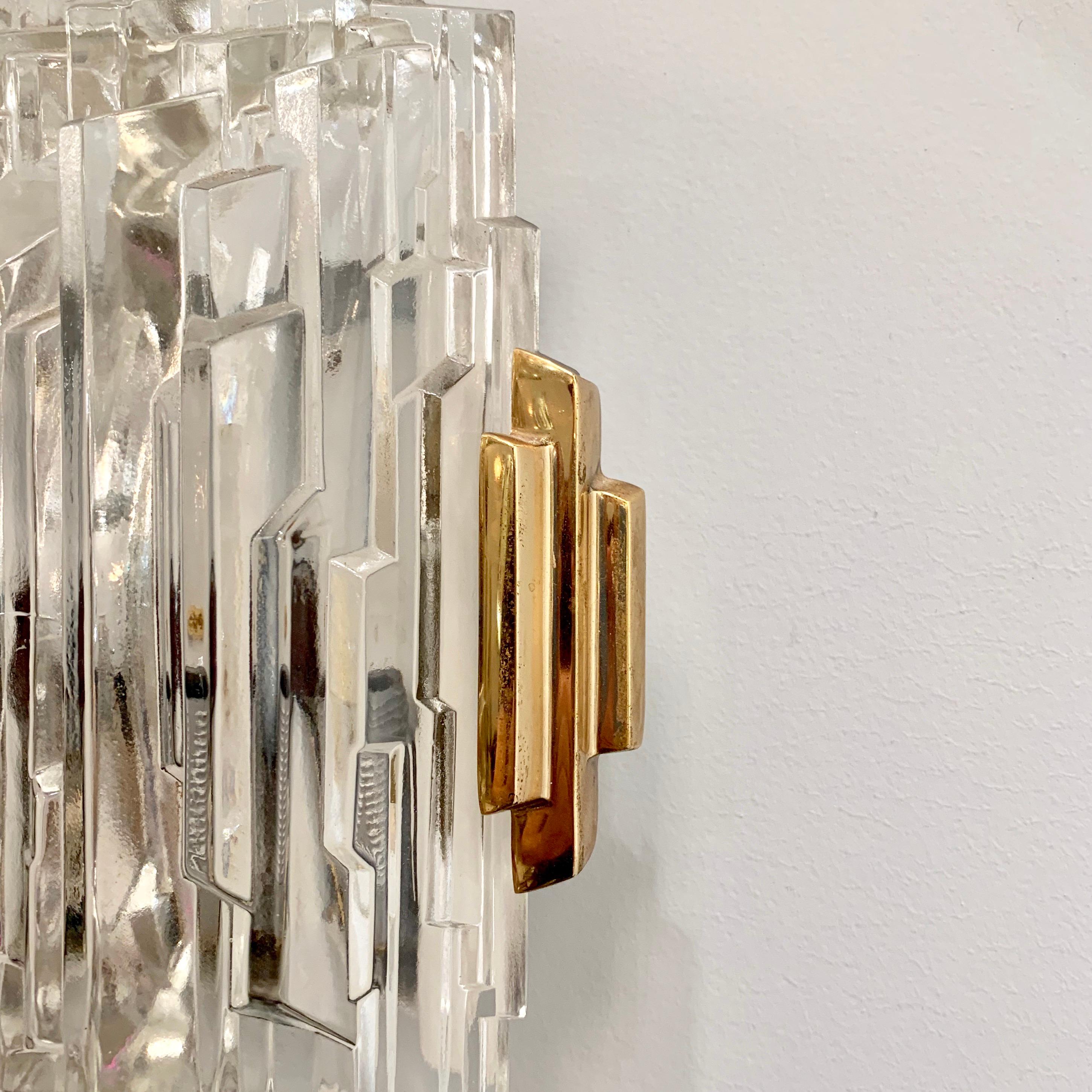 Pair of French 1970s Ice Crystal Wall Lights 5