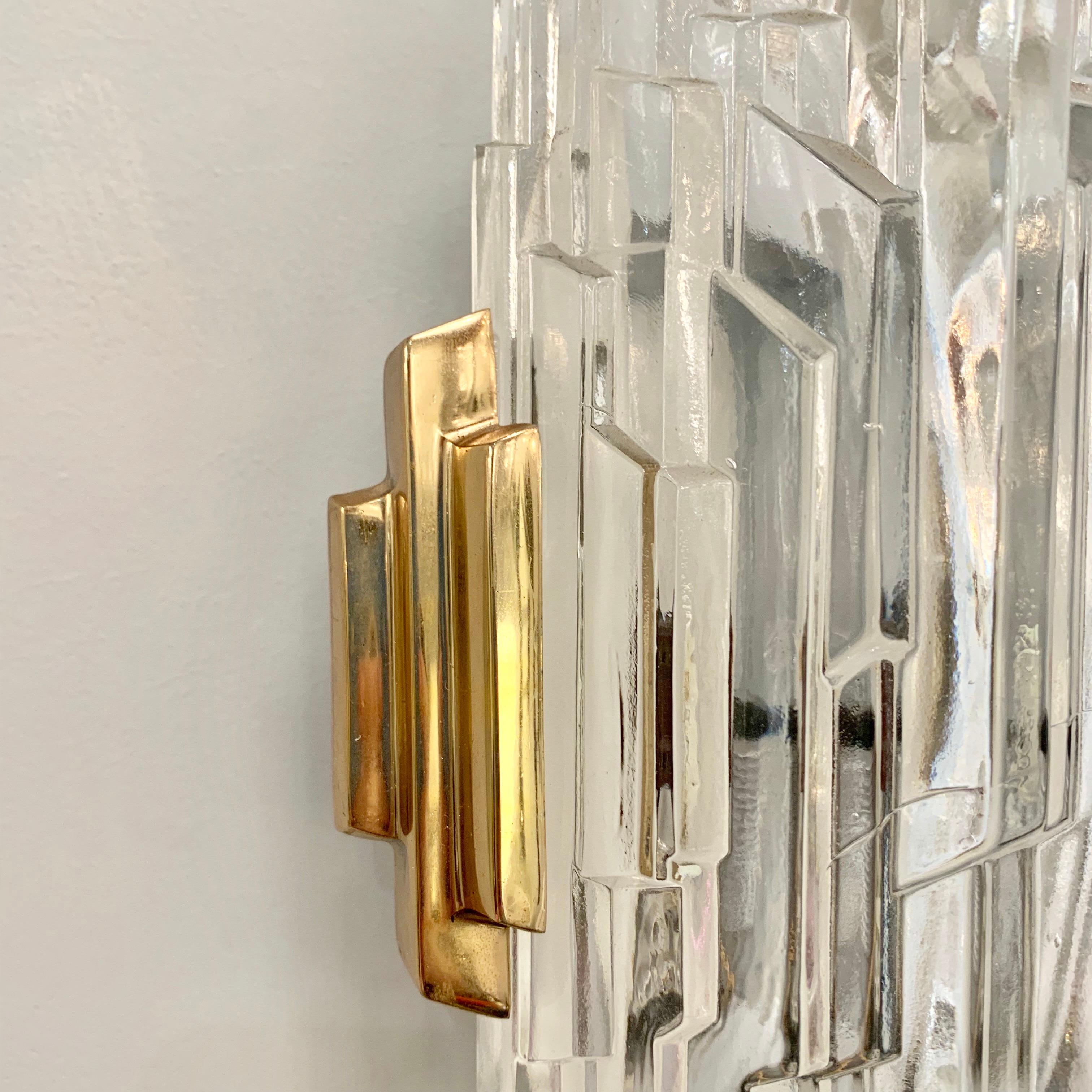 Pair of French 1970s Ice Crystal Wall Lights 7