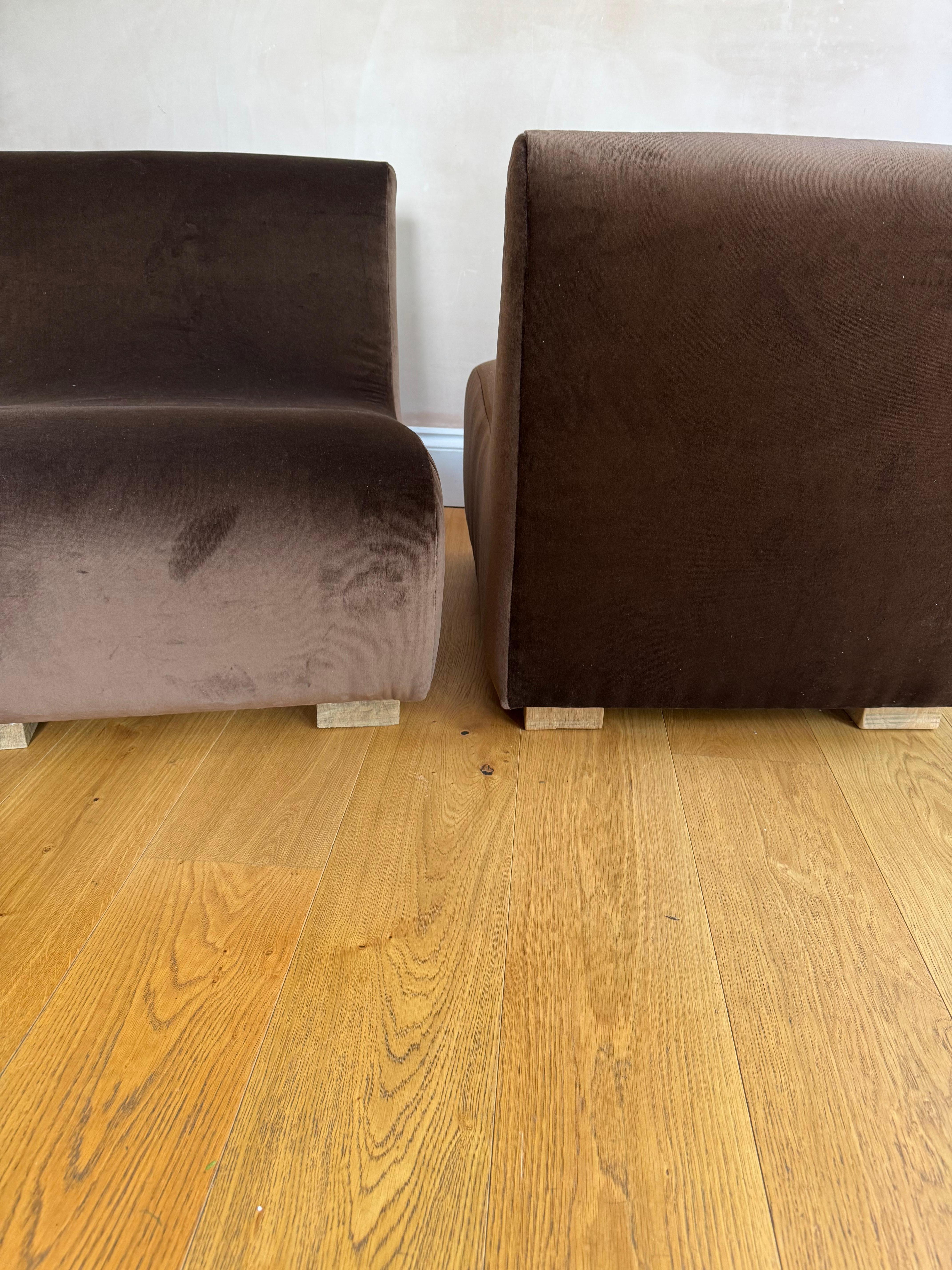Pair of French 1970’s low slipper chairs For Sale 2