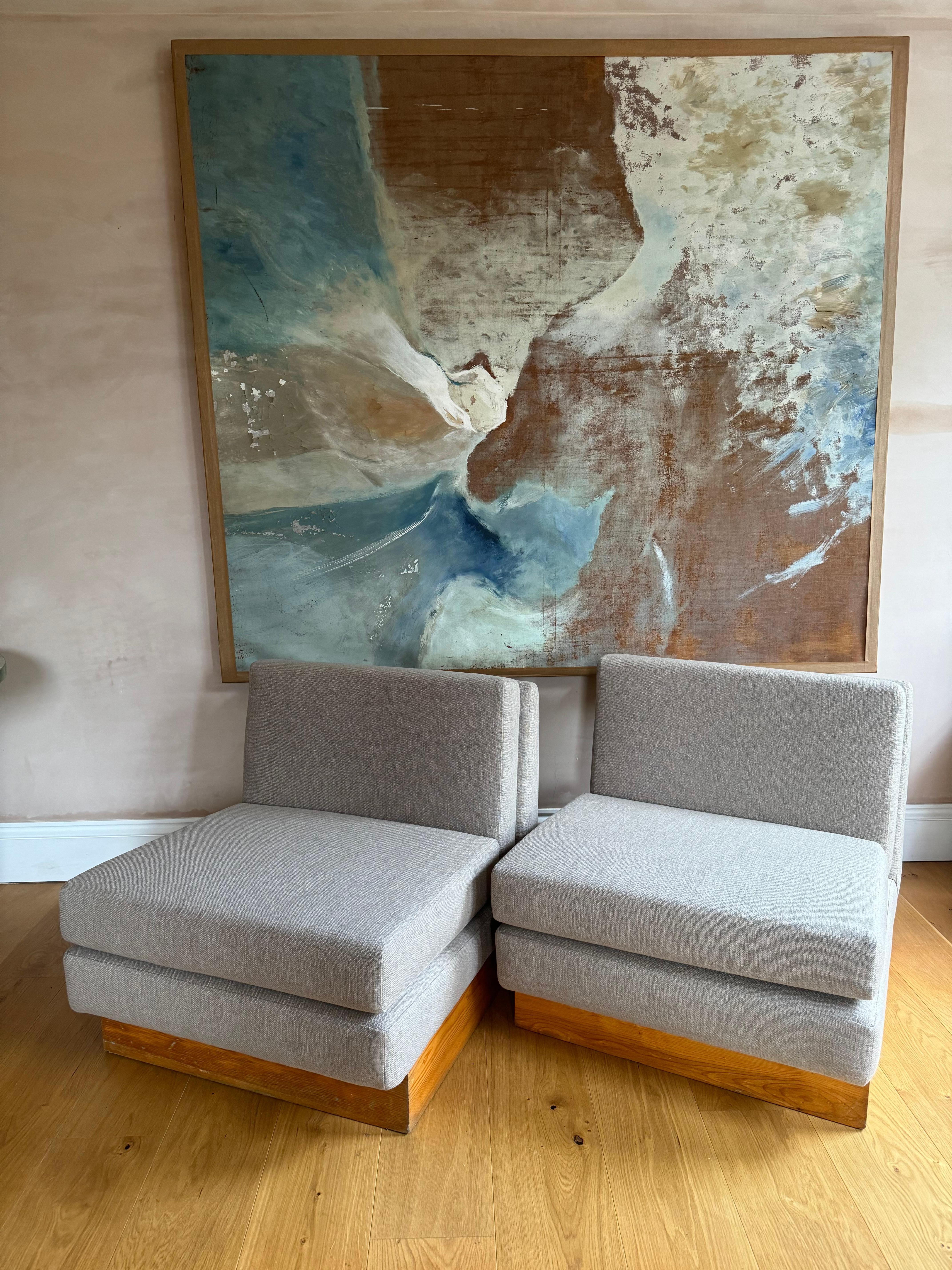 Mid-Century Modern Pair of French 1970’s low slipper chairs in the style of Jacques Charpentier