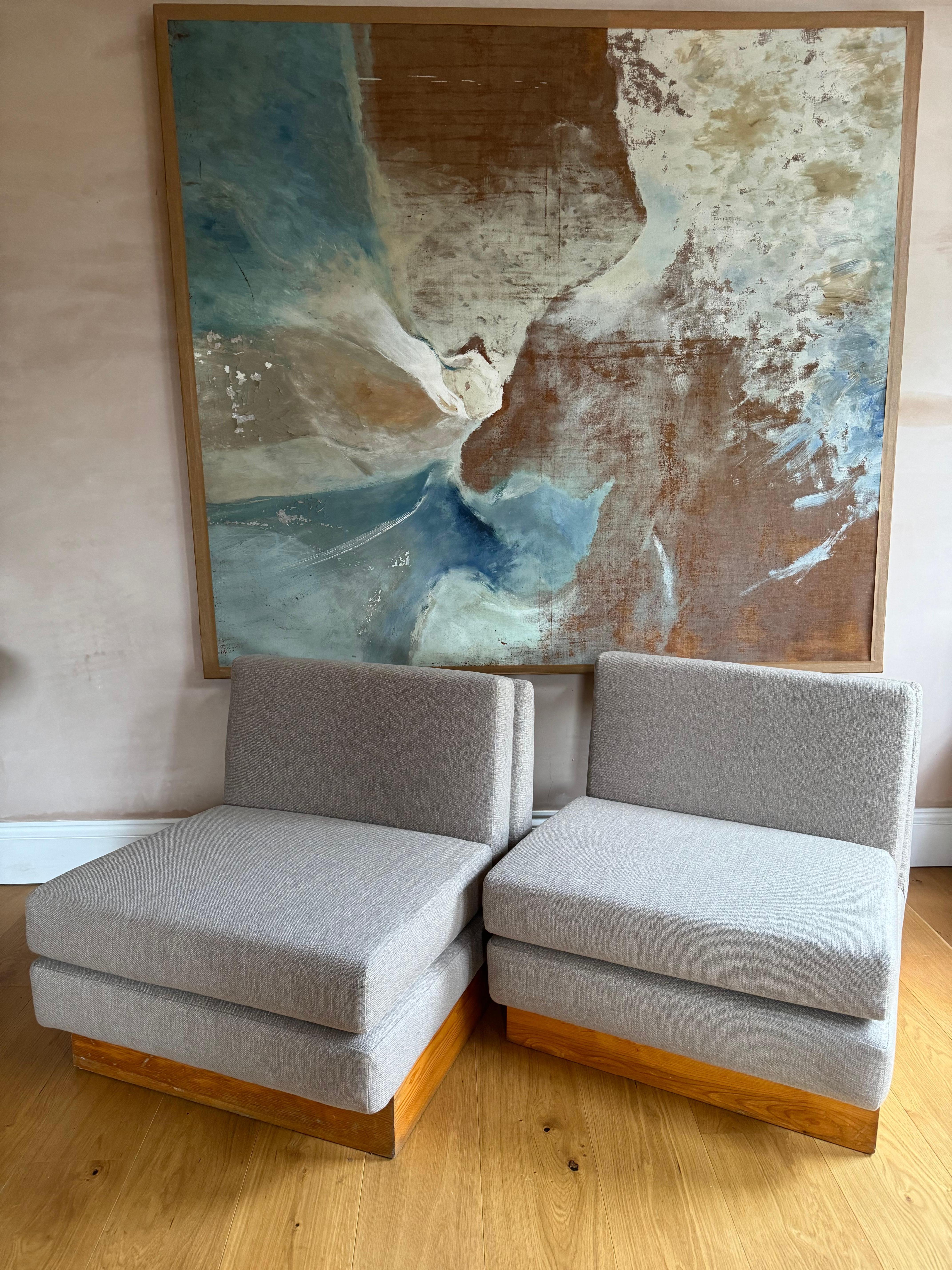 Joinery Pair of French 1970’s low slipper chairs in the style of Jacques Charpentier