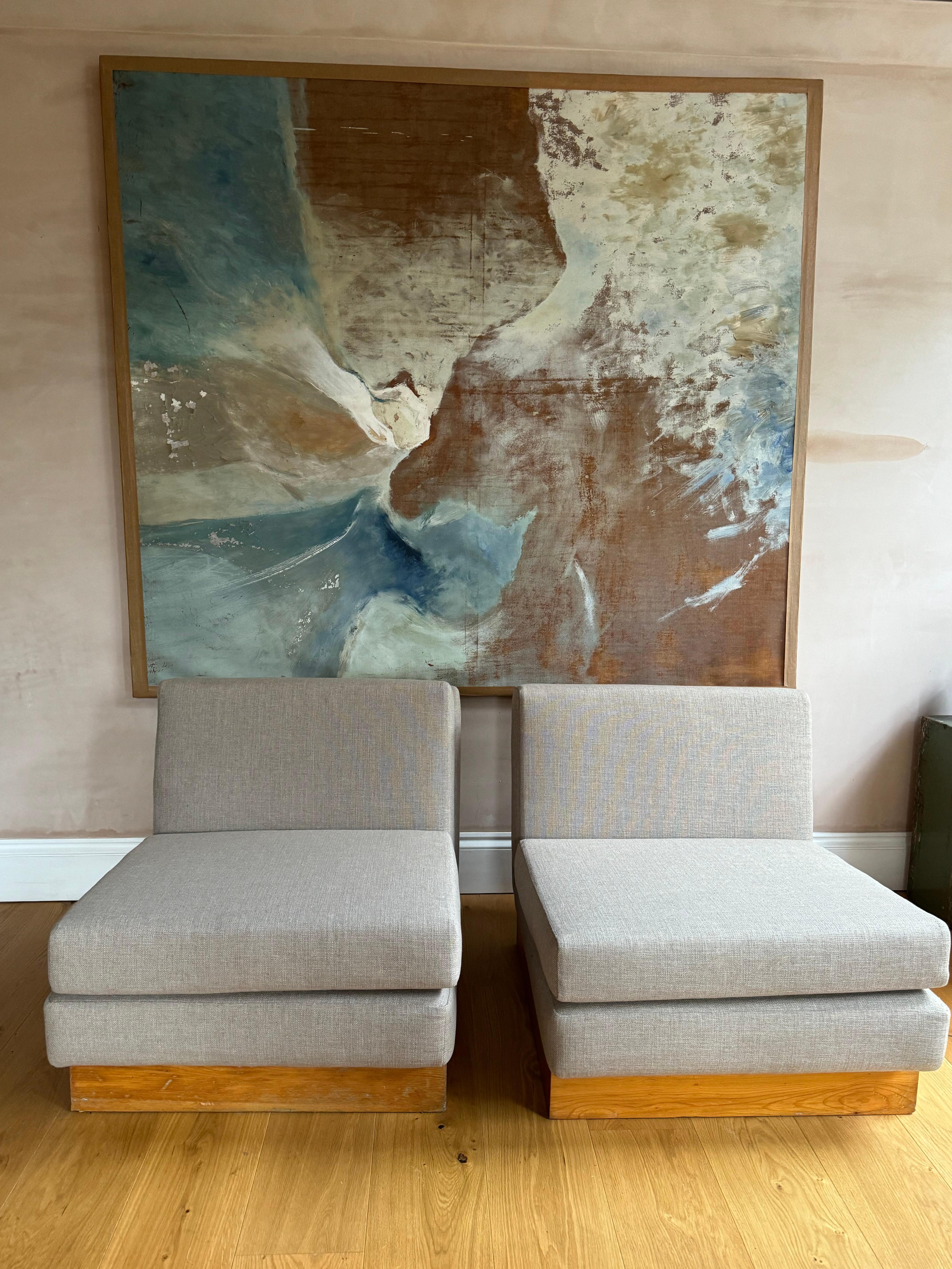 Pair of French 1970’s low slipper chairs in the style of Jacques Charpentier In Good Condition In London, GB