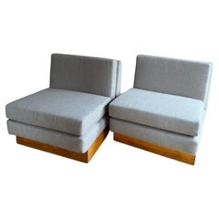 Pair of French 1970’s low slipper chairs in the style of Jacques Charpentier
