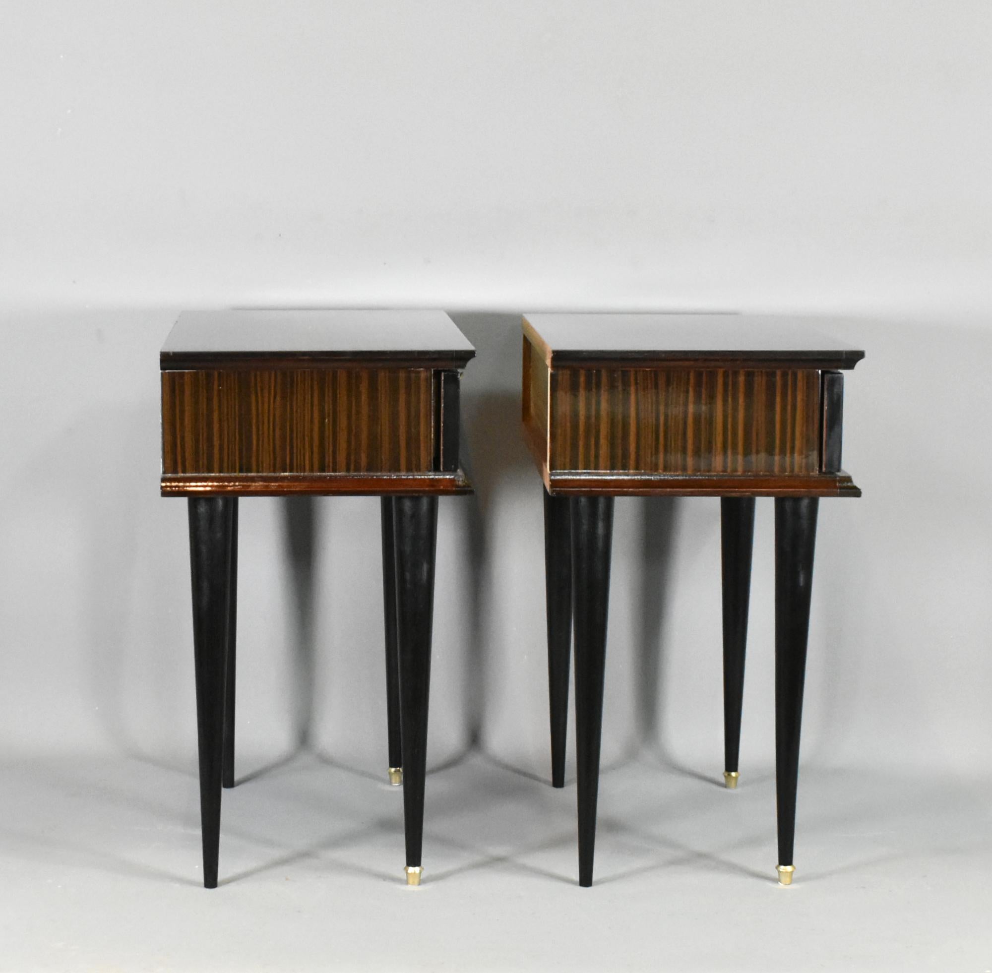 Pair of French 1970s Night Stands in Macassar Ebony For Sale 5