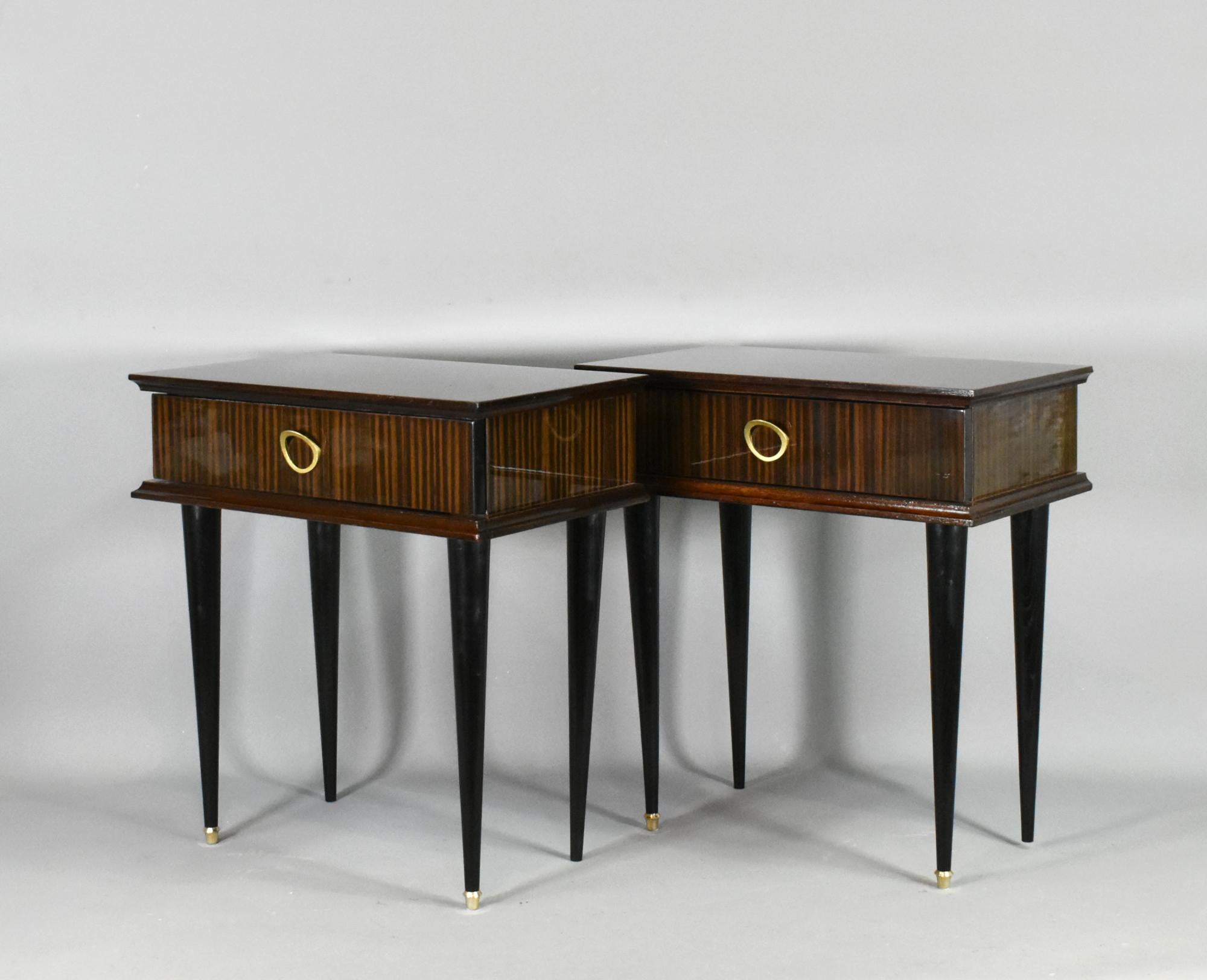 Pair of French 1970s Night Stands in Macassar Ebony In Good Condition For Sale In SAINTE-COLOMBE, FR