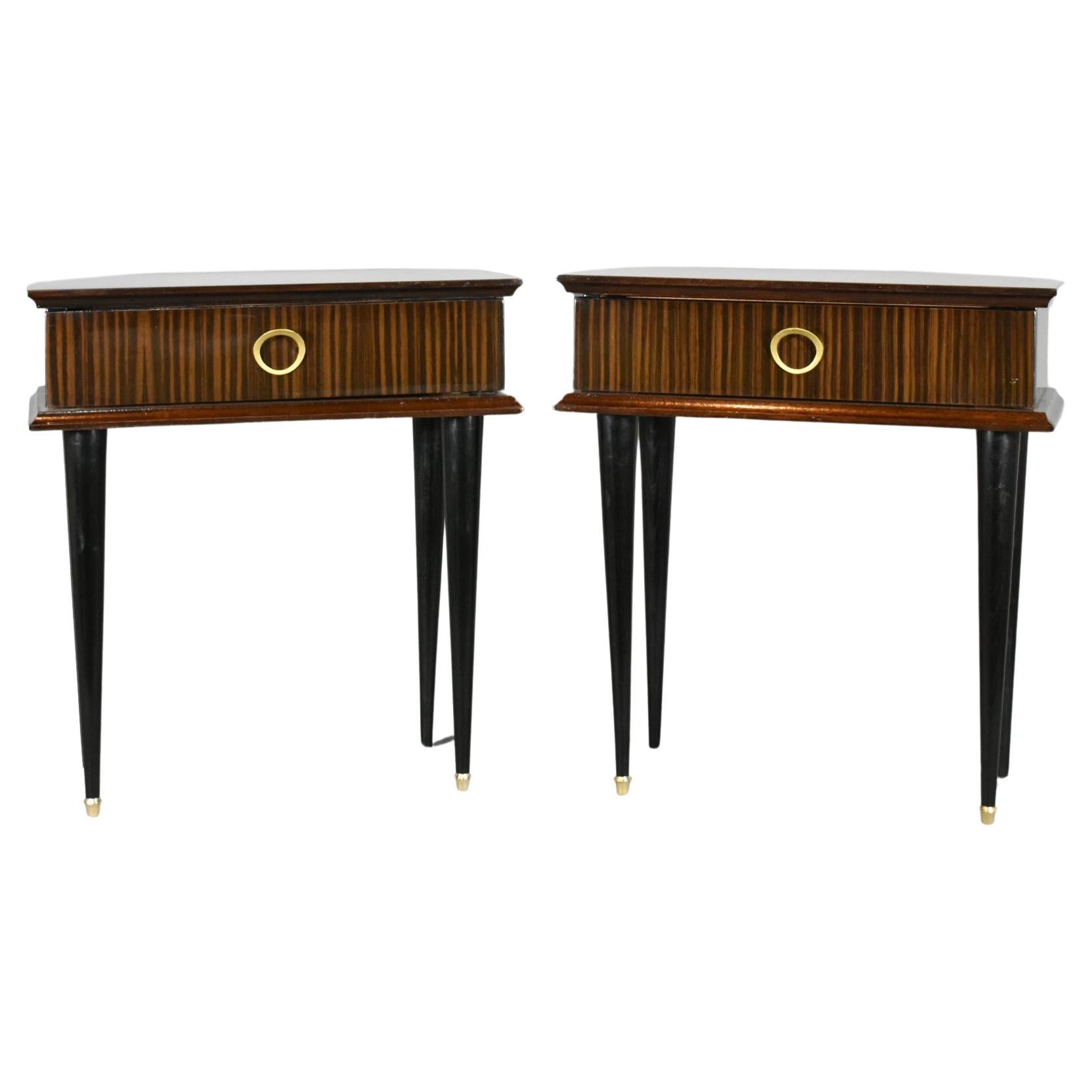 Pair of French 1970s Night Stands in Macassar Ebony