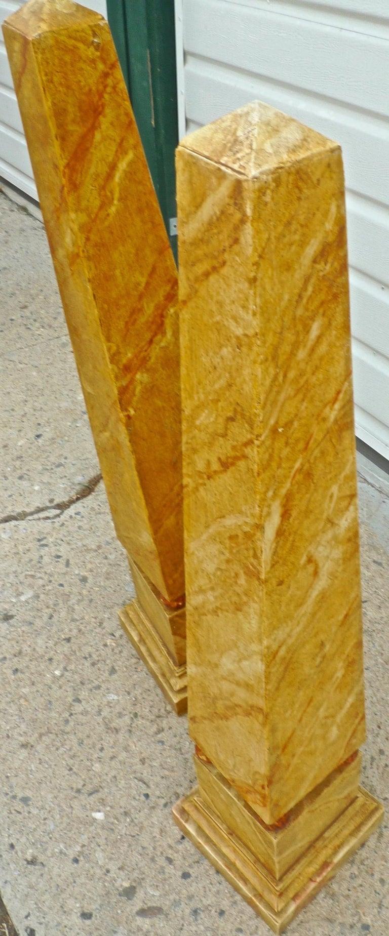 Pair of French 1970s Painted Wood Obelisks For Sale 1