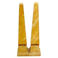 Vintage Pair of French 1970s Painted Wood Obelisks