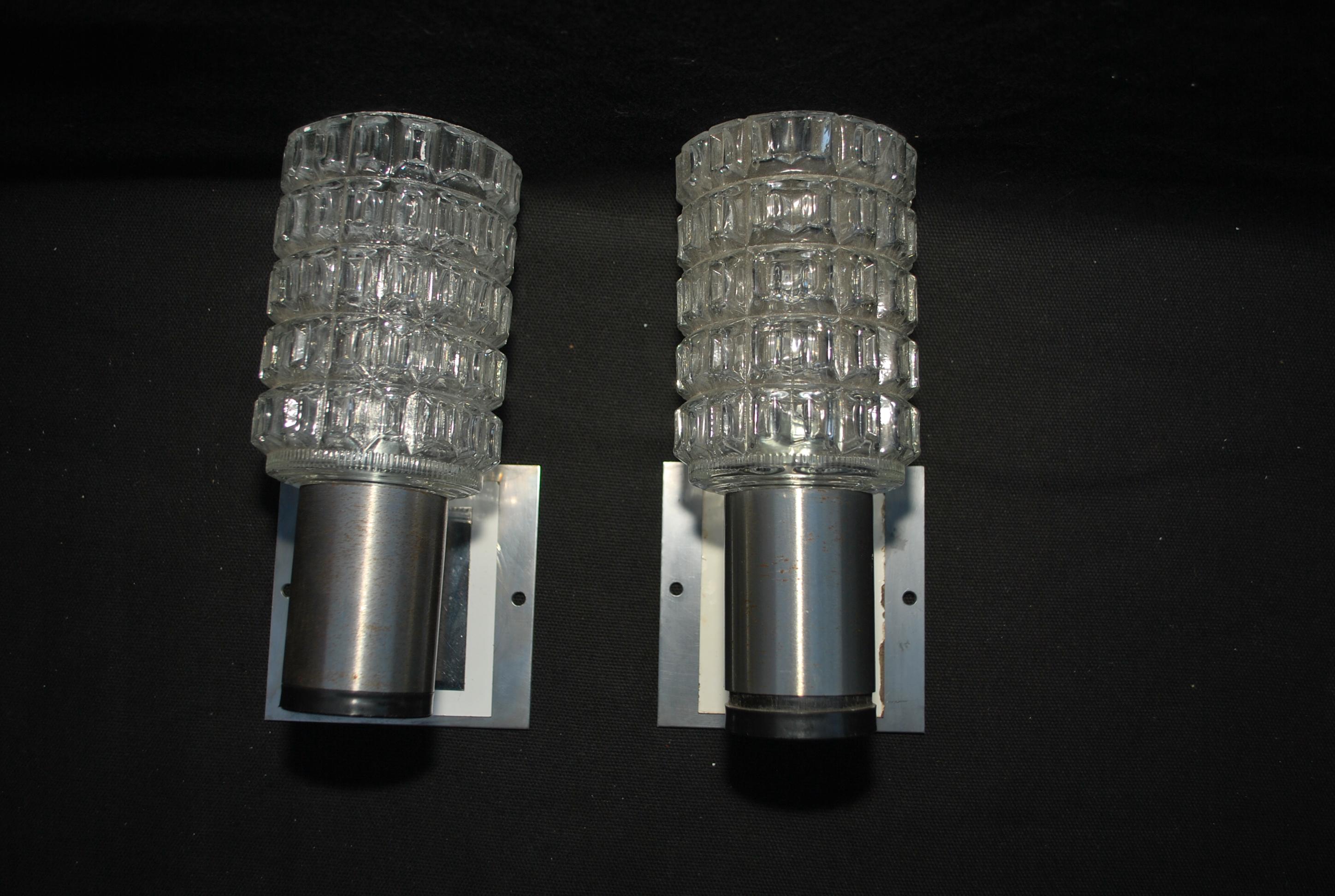 Metal Pair of french 1970's sconces For Sale