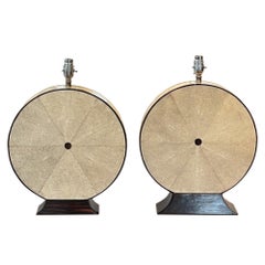 Pair of French 1970s Shagreen Table Lamps