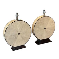 Pair of French 1970s Shagreen Table Lamps