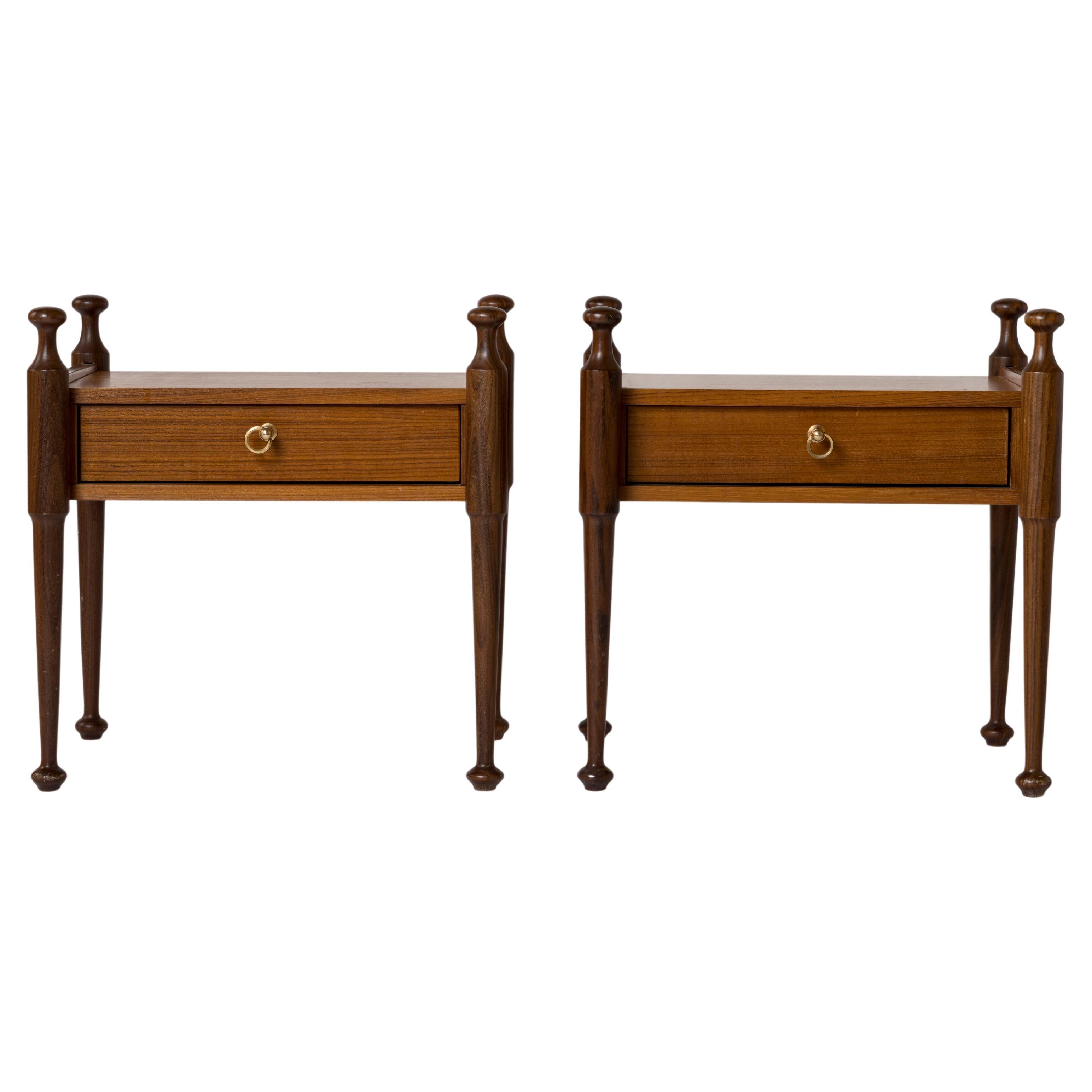 Pair of French 1970s Teak Veneer Scandinavian Style Night Stands by Gautier For Sale