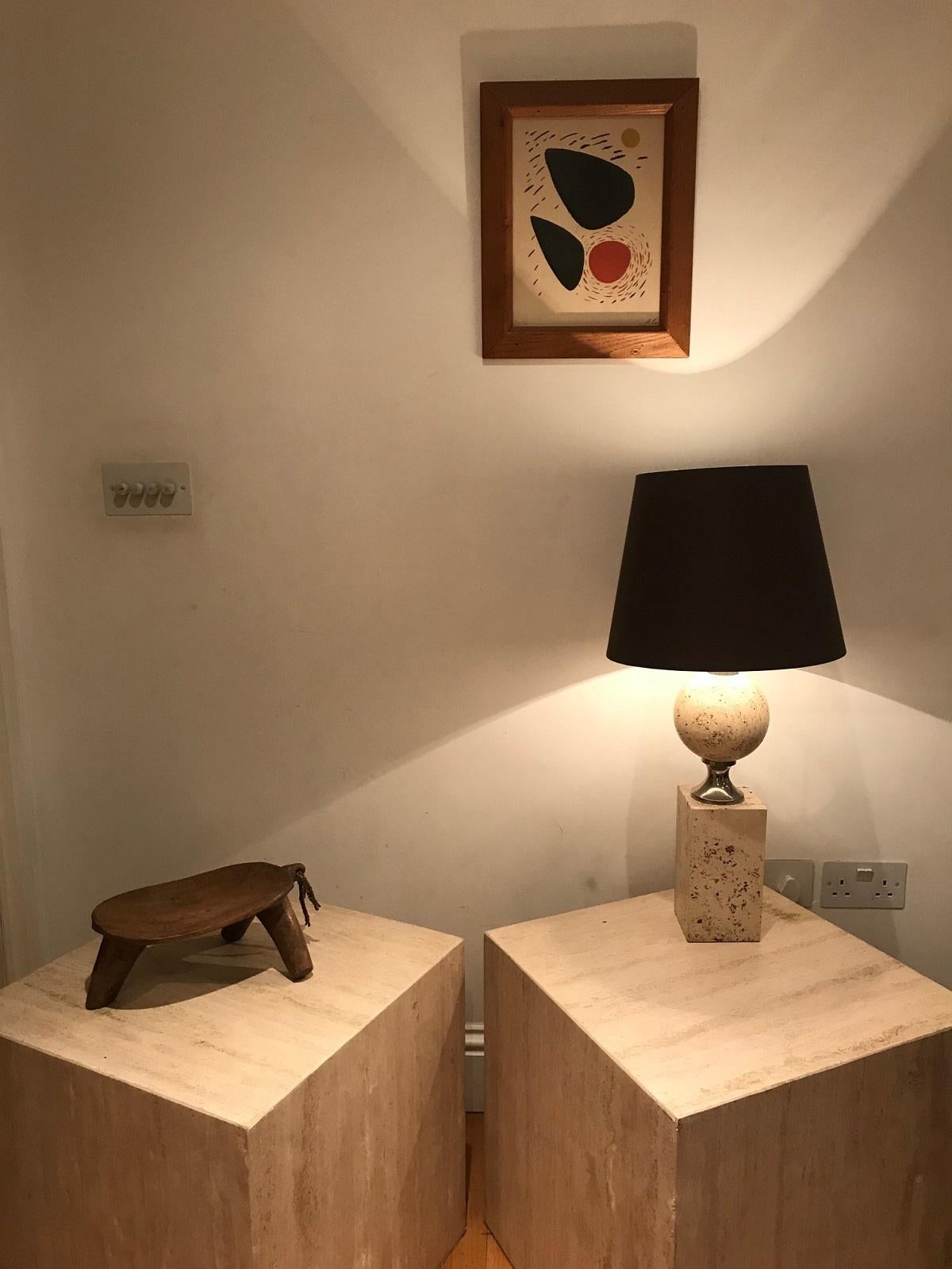 Pair of French 1970s Travertine Tables For Sale 7