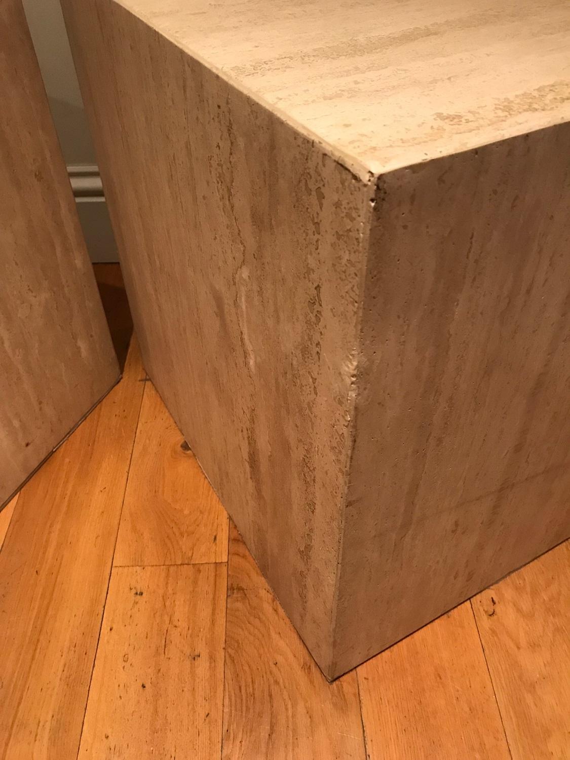 Pair of French 1970s Travertine Tables For Sale 2