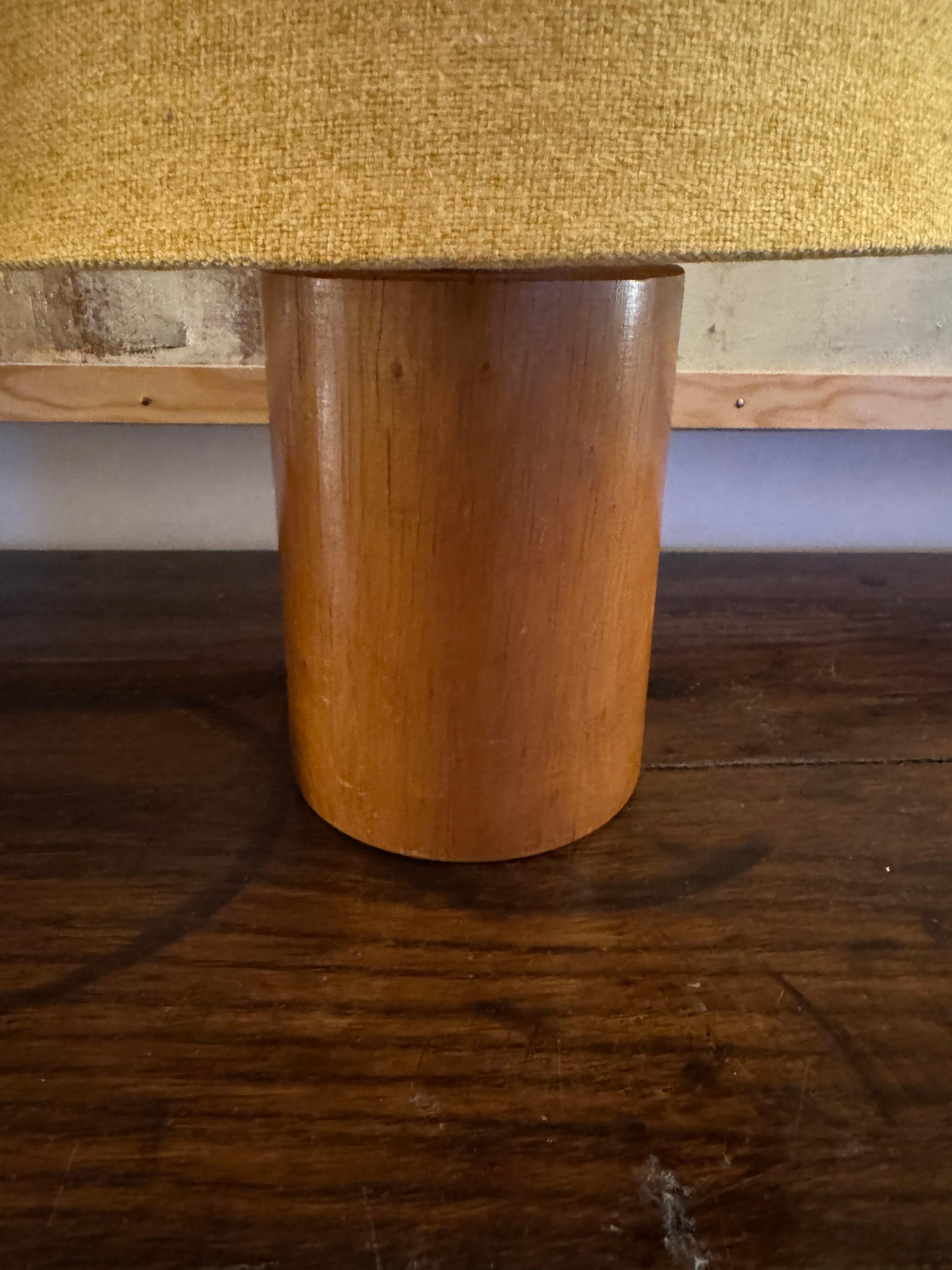 Wood Pair of French 1970’s turned wooden lamps For Sale
